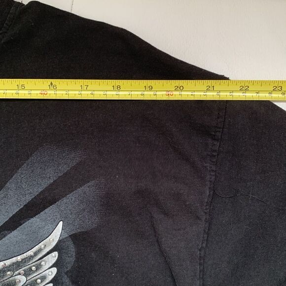 VTG Avirex Winted Skull Rhinestone Black T-Shirt Men’s Size XXL - Picture 3 of 6